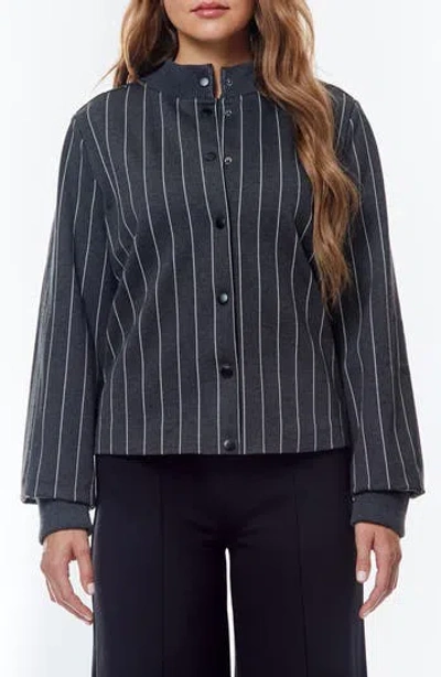 By Design Ponte Jacket In Charcoal Grey/white Pinstripe