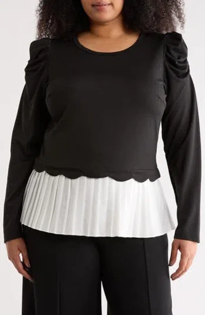 By Design Pria Long Sleeve Twofer Top In Black