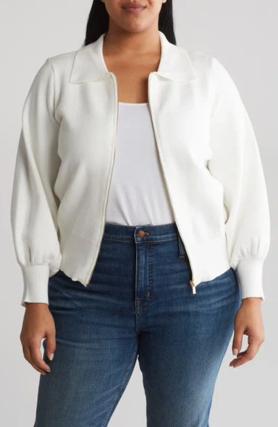 By Design Riley Zip Sweater In White