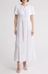 By Design Rio Lyocell Short Sleeve Tiered Maxi Dress In White