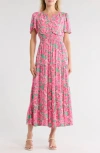 By Design Rio Short Sleeve Tiered Maxi Dress In Multi
