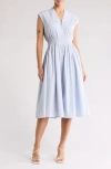 By Design Sable Zip Cotton Poplin Midi Dress In Halogen Blue