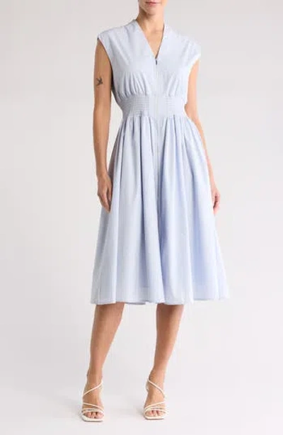By Design Sable Zip Cotton Poplin Midi Dress In Halogen Blue