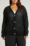 By Design Samoa Pointelle Cardigan In Black