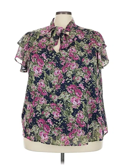 Pre-owned By Design Short Sleeve Blouse In Purple
