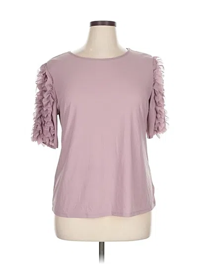 Pre-owned By Design Short Sleeve Top Pink Ruffles Neckline Tops