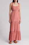 By Design Sicily Lace Tiered Maxi Dress In Orange