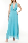 By Design Soho Belted Halter Maxi Dress In Blue