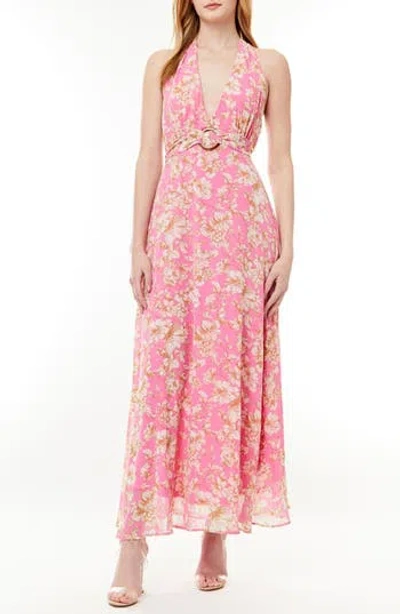 By Design Soho Belted Halter Maxi Dress In Pink