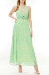 By Design Soho Belted Halter Maxi Dress In Yellow