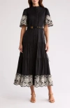 By Design Southampton Embroidered Maxi Dress In Black/gardenia