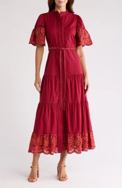 By Design Southampton Embroidered Maxi Dress In Rhubarb/ginger