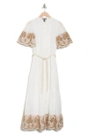 By Design Southampton Embroidered Maxi Dress In White/taupe