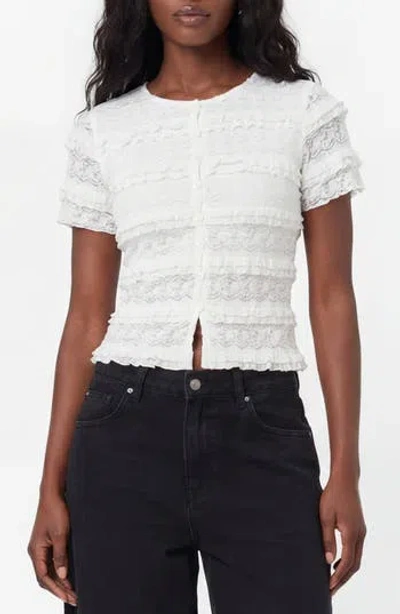 By Design Sweetheart Buttoned Top In White