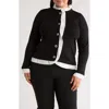 By Design Sylvia Ruffle Trim Cardigan In Black/white