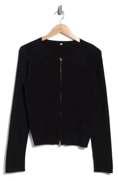 By Design Tatum Zip Cardigan In Black