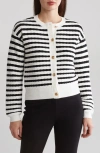 By Design Tinsley Stripe Cardigan In Black/ Gardenia