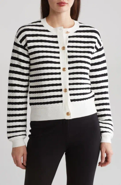 By Design Tinsley Stripe Cardigan In White