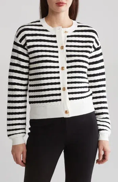 By Design Tinsley Stripe Cardigan In Black/gardenia