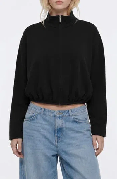 By Design Tori Zip Front Cropped Cardigan In Black