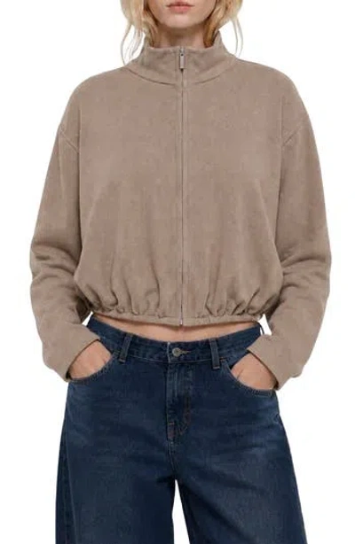 By Design Tori Zip Front Cropped Cardigan In Tapioca Heather