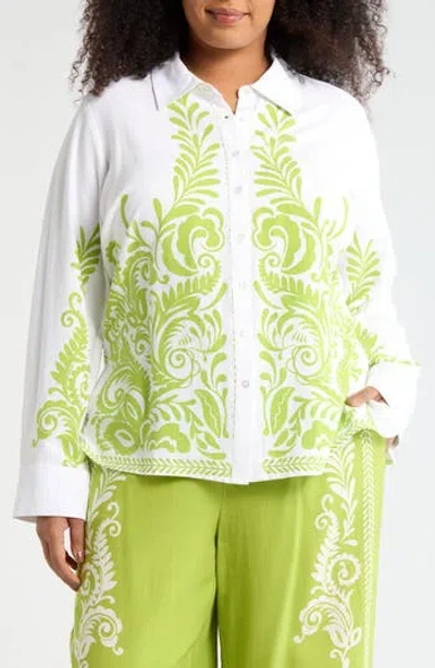 By Design Valencia Print Top In Green