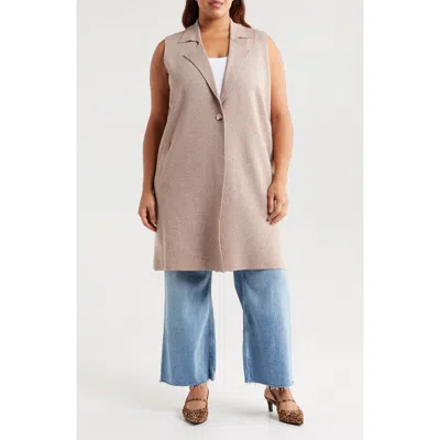 By Design Whitney Longline Vest In Tapioca Heather
