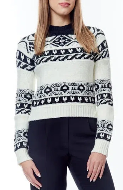 By Design Winter Fair Isle Crop Sweater In Black/gardenia