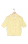 By Design Zena Short Sleeve Button-up Cardigan In Pear Sorbet