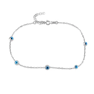 By Eda Dogan Silver Evil Eye Stone Minimal Elegant,charm Bracelet Women
