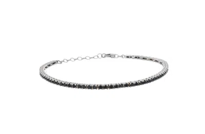 By Eda Dogan Women's Black Baguette Stone Tennis Bracelet - Silver