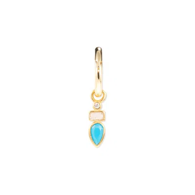 By Eda Dogan Women's Gold / Blue Turquoise Drop Charm Earring Gold