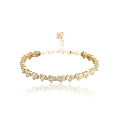 By Eda Dogan Women's Gold Heart Pavé Stone Bracelet