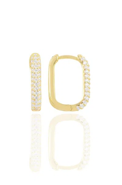 By Eda Dogan Women's Gold Pave Rectangular Huggie Earring Silver