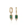 By Eda Dogan Women's Green Emerald Stone Huggie Earring Gold In Green