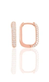 By Eda Dogan Women's Pave Rectangular Huggie Earring - Rose Gold In Gold
