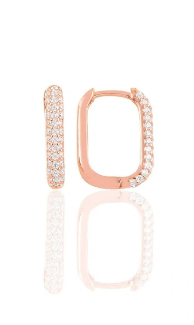 By Eda Dogan Women's Pave Rectangular Huggie Earring - Rose Gold