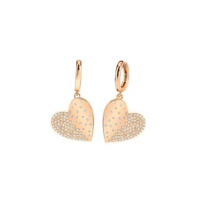 By Eda Dogan Women's Ridge Heart Drop Hoop Earring Gold