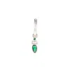 By Eda Dogan Women's Silver / Green Emerald Drop Huggie Earring