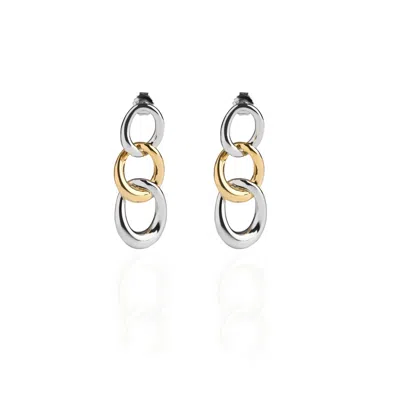 By Eda Dogan Women's Three Curb Chain Links Earrings In Metal And Gold In Yellow