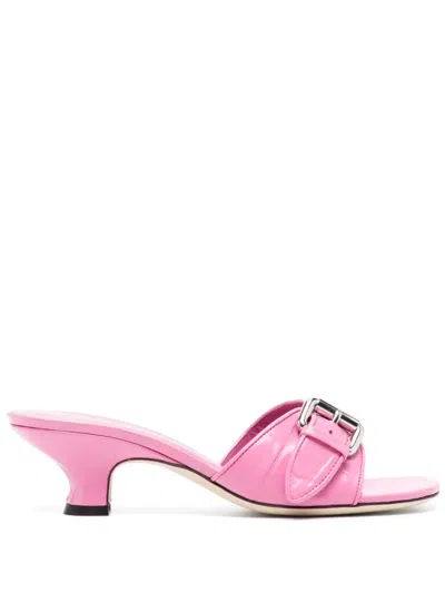 By Far Elton 55mm Crocodile-embossed Leather Mules In Pink