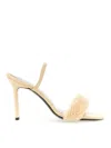 By Far Pink Ada 100 Shearling Trim Leather Sandals In White
