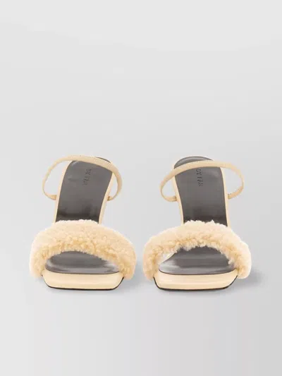 BY FAR "ADA" SHEARLING DETAIL STILETTO SANDALS