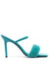 By Far 110mm Ada Shearling Sandals In Blue