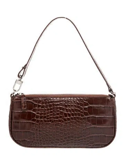 Pre-owned By Far Alligator Shoulder Bag In Brown
