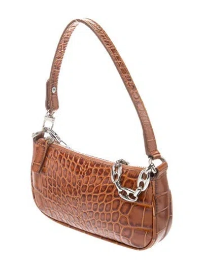 Pre-owned By Far Alligator Shoulder Bag In Brown