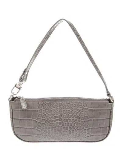 Pre-owned By Far Alligator Shoulder Bag In Grey