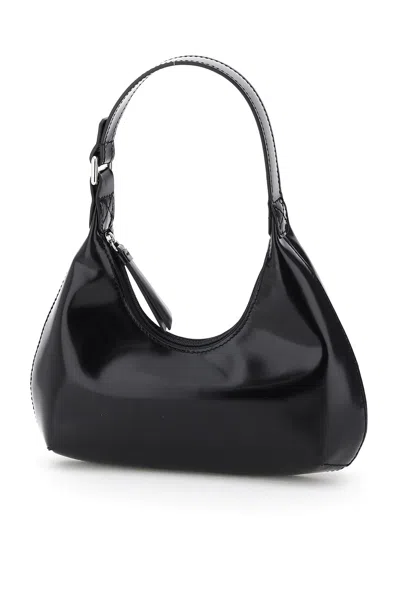 By Far Baby Amber Black Leather Hobo Handbag In Nero