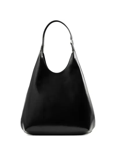 By Far Amber Folio Patent Leather Shoulder Bag In Black
