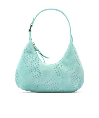 By Far Amber Logo Detailed Zip-up Shoulder Bag In Blue